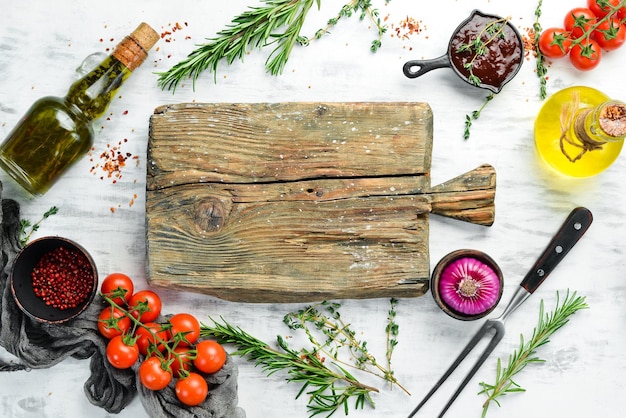 Rustic kitchen ingredients